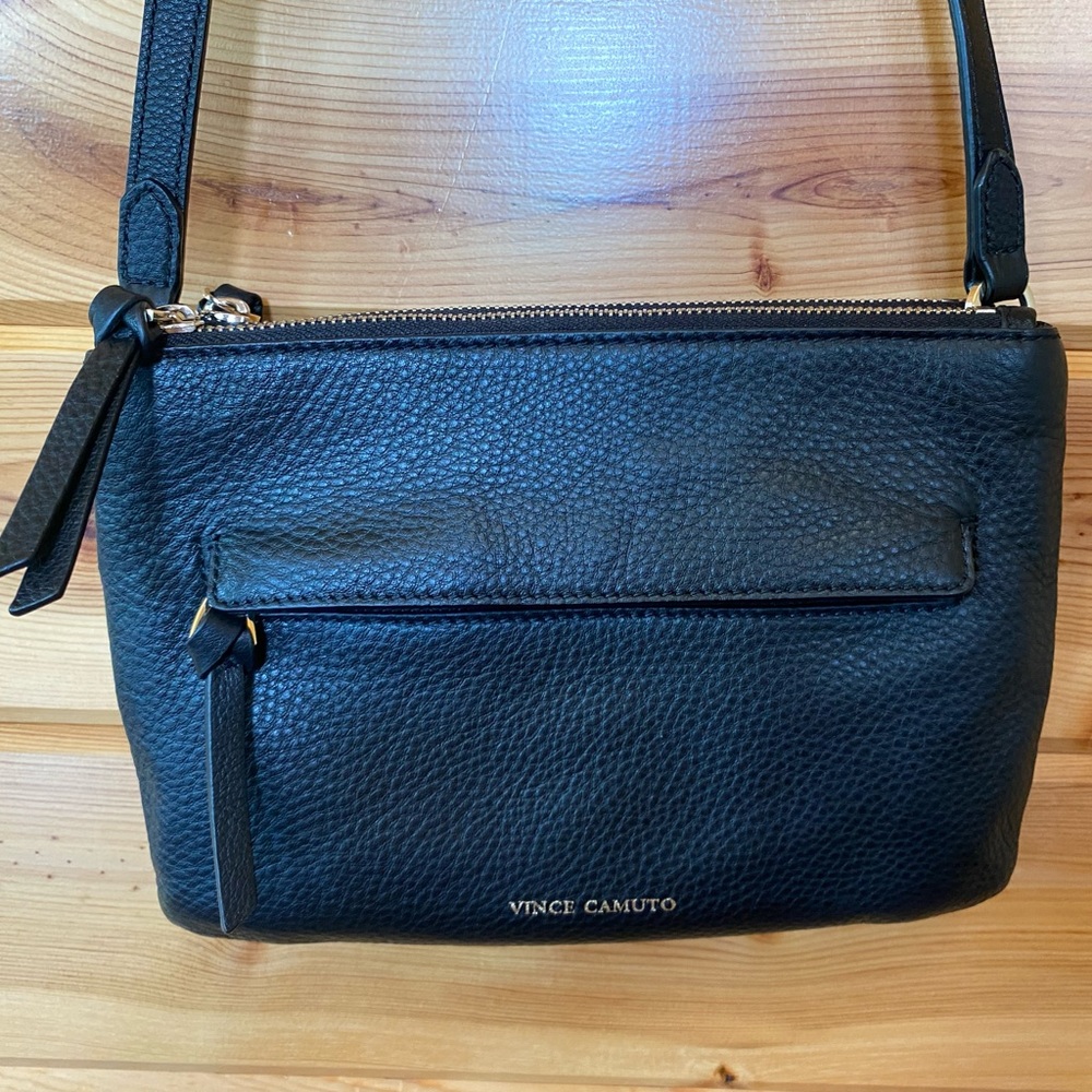 - Vince Camuto black leather crossbody.